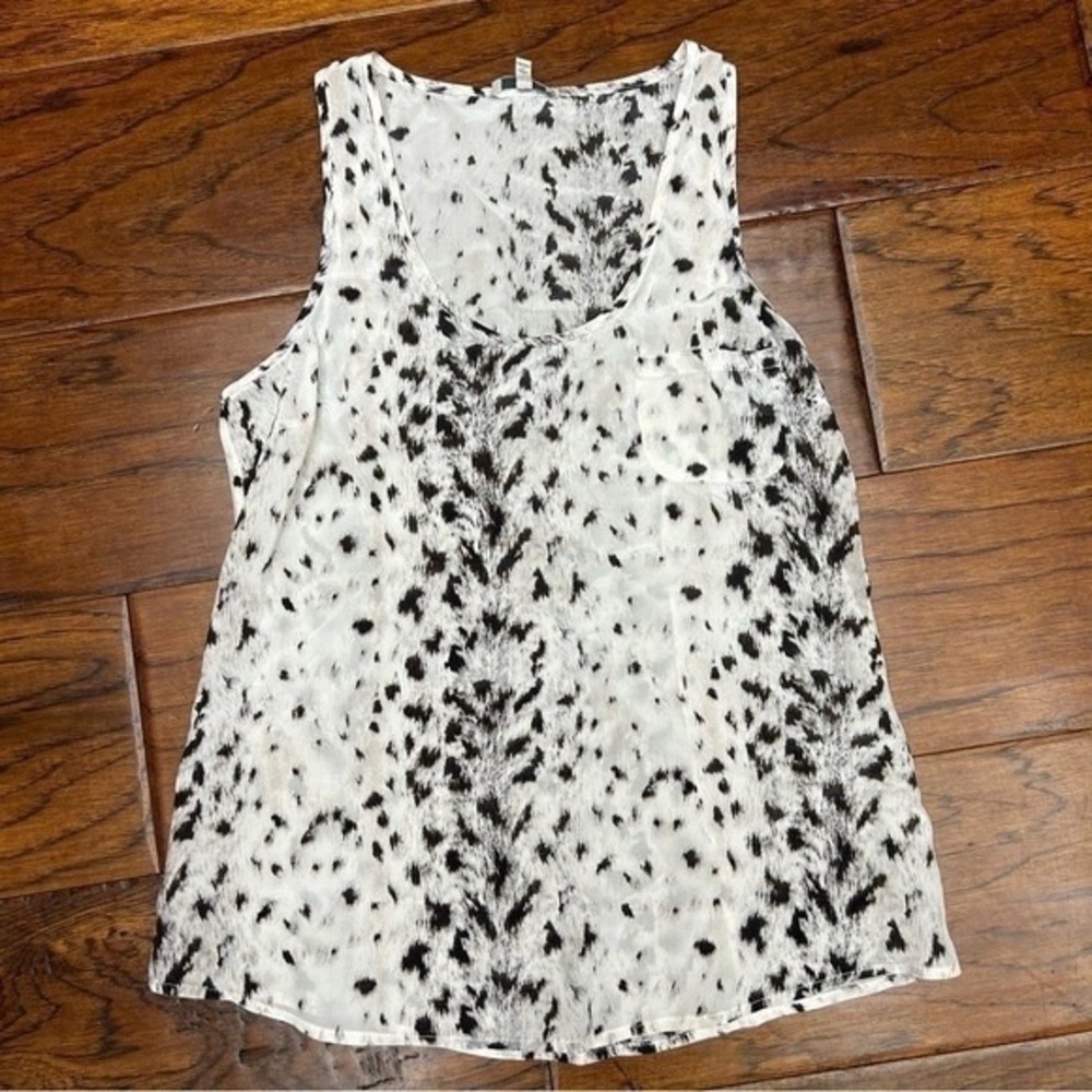 Joie Black and White Animal-Print Tank Top